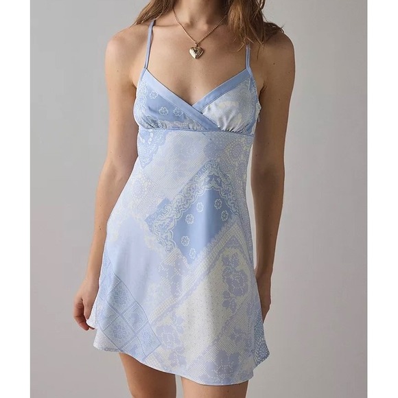 Kimchi Blue Dresses & Skirts - Kimchi Blue Urban Outfitters Blue Bandana Patchwork Mini Dress Open Back